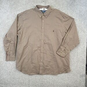 Ralph Lauren Button Down Shirt Men 3XB Tan Plaid Classic Fit Big Long Sleeve